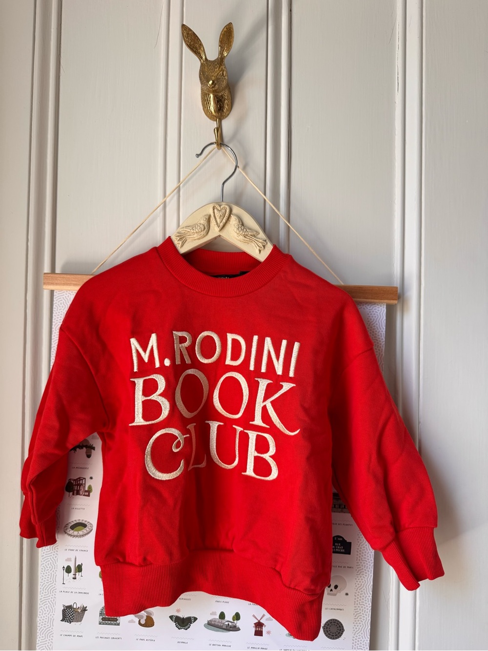 NWOT Mini Rodini Red 'Book Club' Sweatshirt with Cream Lettering